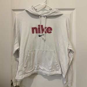 Nike White Sweatshirt with Pink Logo